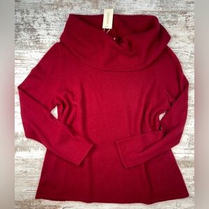 NWT Sundance 100% Cashmere Cowl Neck Cherry Red Pullover Sweater Size XXL 2XL